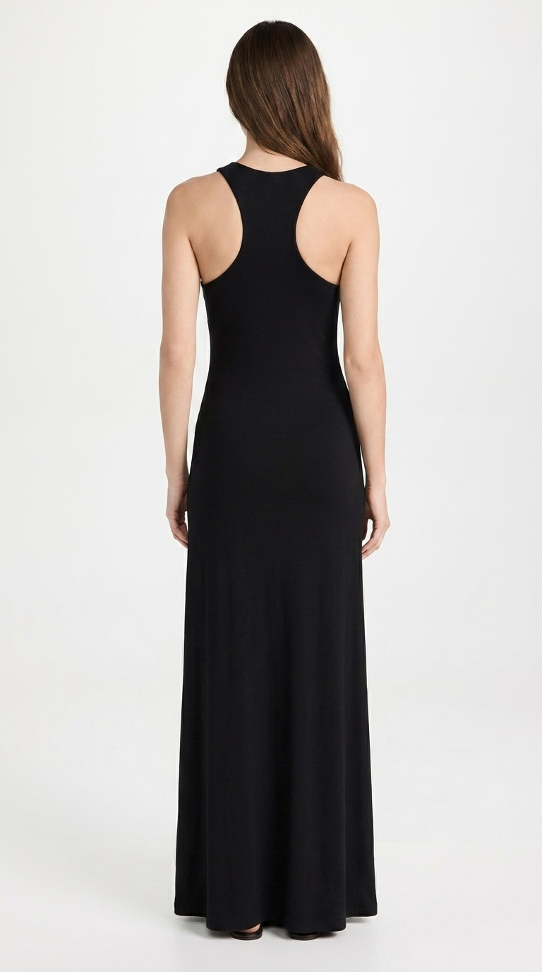 Women's Classic Black Maxi Dress | Sleeveless Racerback Summer Dress