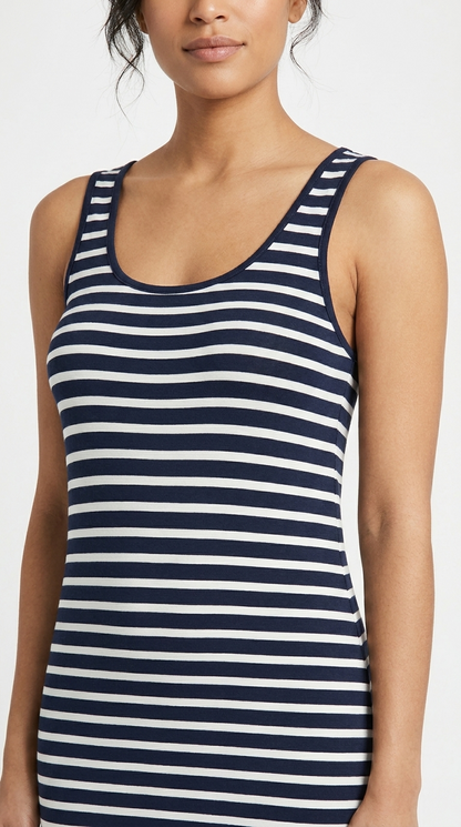 Women's Navy Striped Maxi Dress | Casual Sleeveless Tank Summer Dress